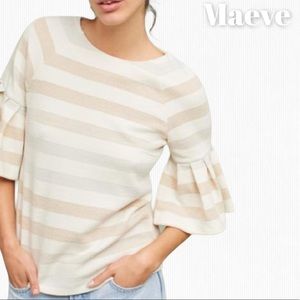 Anthropologie Maeve’s Helsa Metallic And Cream Top